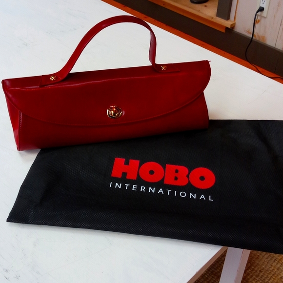 HOBO International Red Leather Clutch Handbag - Picture 1 of 4